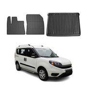 Kit Tapis de sol et coffre pour Fiat Doblo 2010-2024 TPE Noir