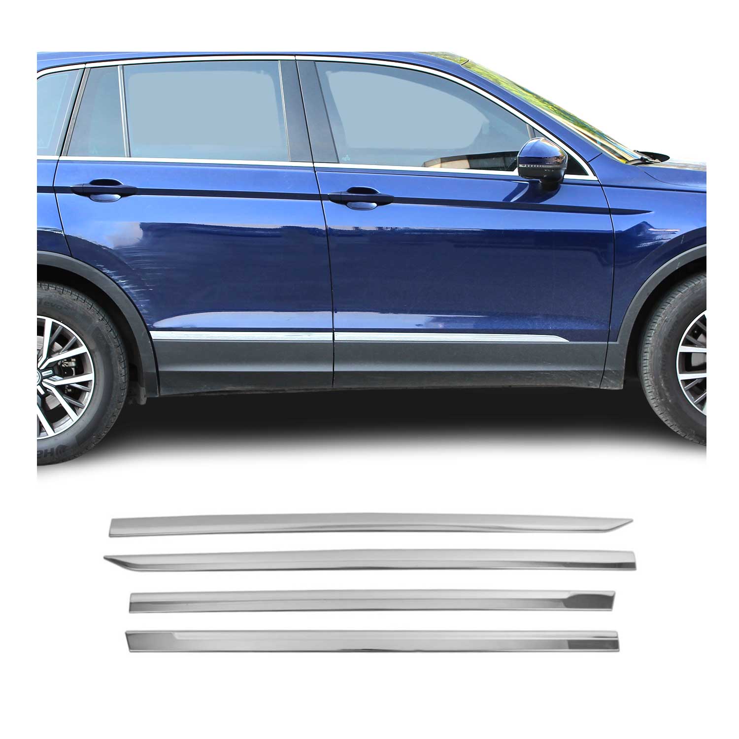 Garniture Baguette de porte latérale pour VW Tiguan 2016-2024 en acier inox 4Pcs