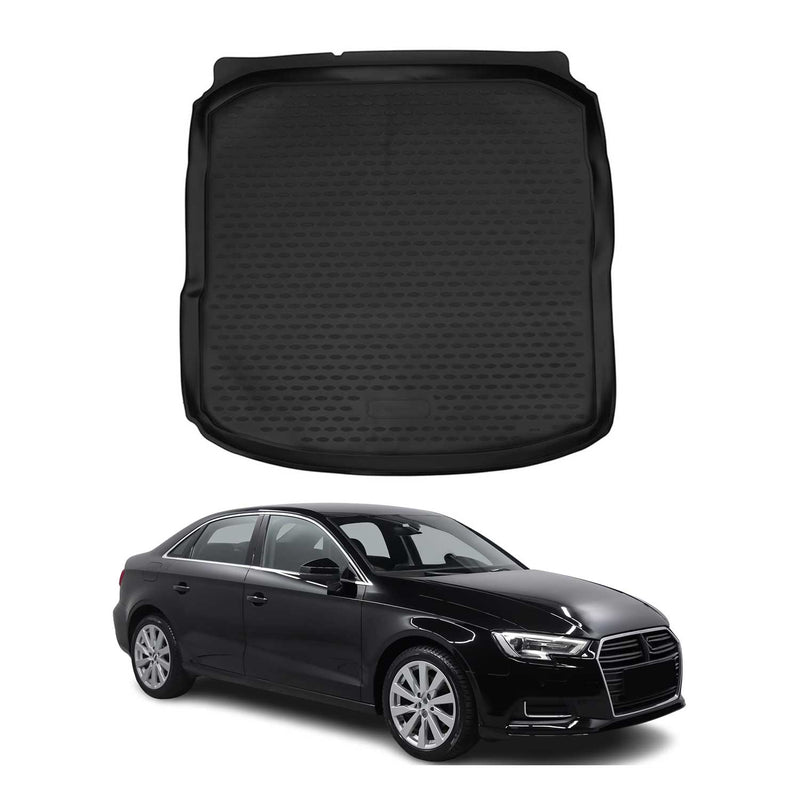 OMAC Tapis de coffre pour Audi A3 8V Berline 2013-2020 caoutchouc TPE Noir