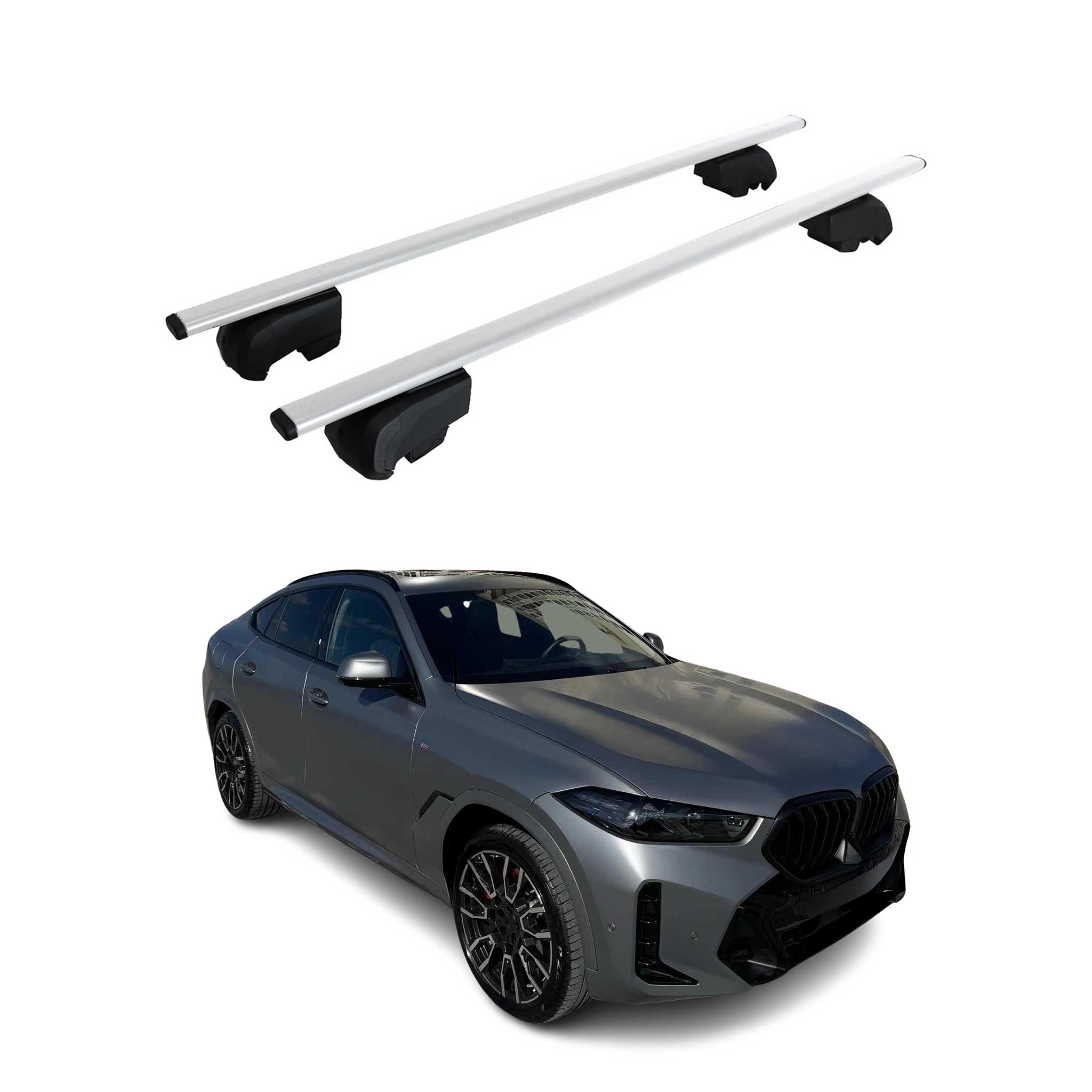Barres de toit transversales pour BMW X6 G06 2019-2024 Fer Argent