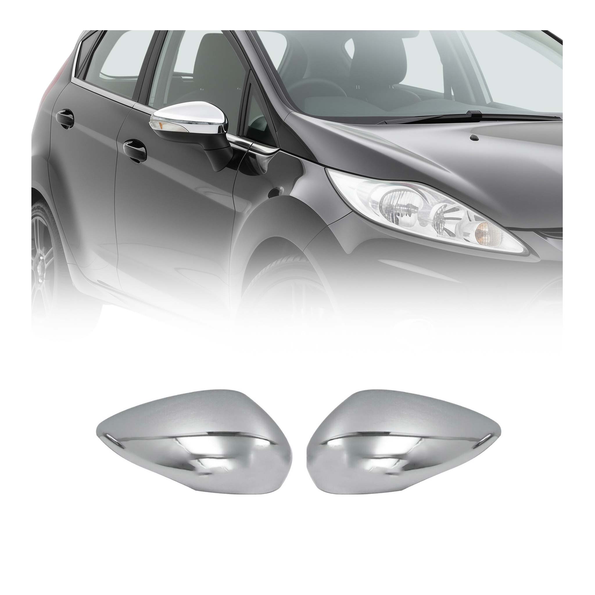Coques de Rétroviseurs pour Ford Fiesta / B-Max 2008-2017 en ABS Chromé 2x