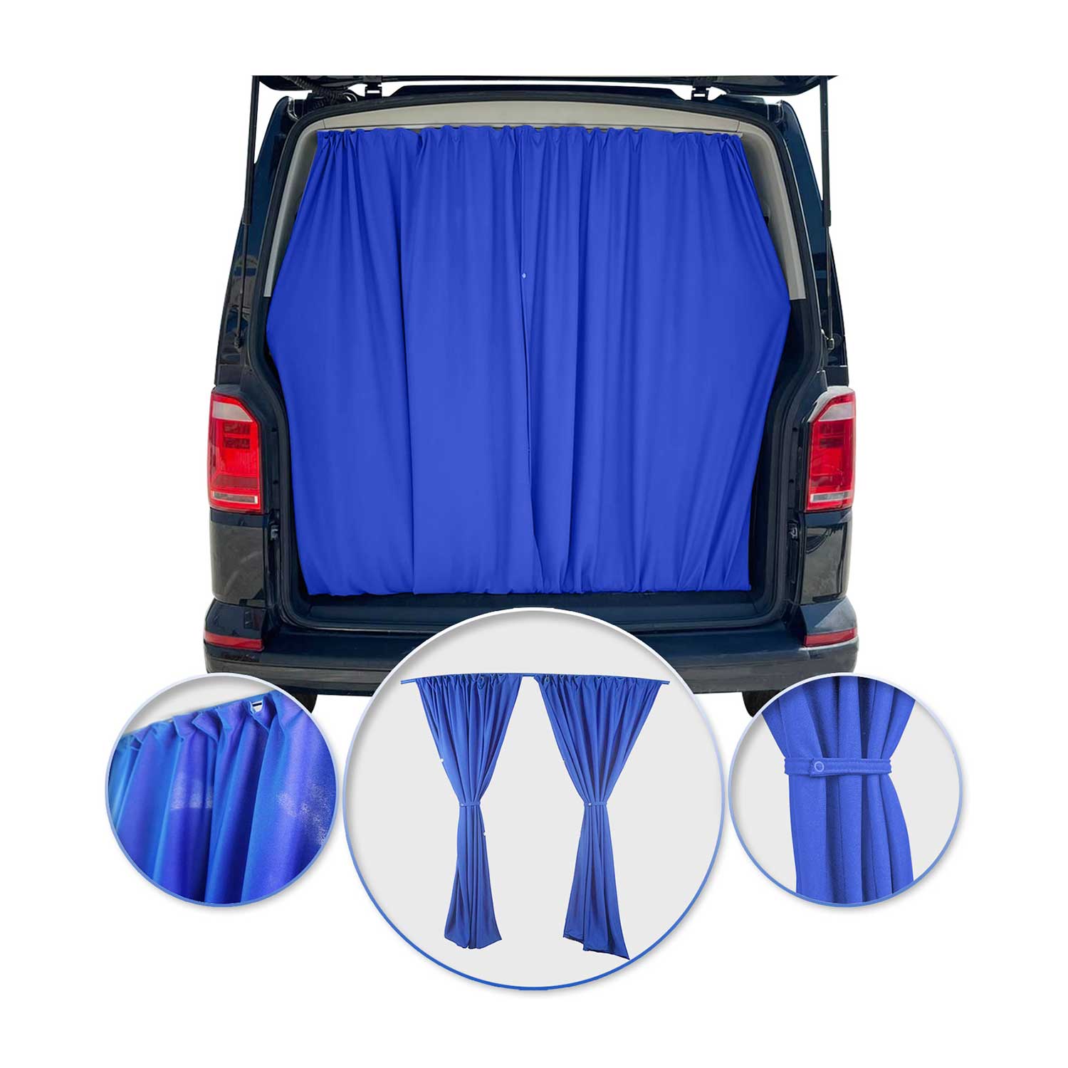 Rideaux De Porte Hayon pour VW Grand California H3 Bleu Foncé Tissu