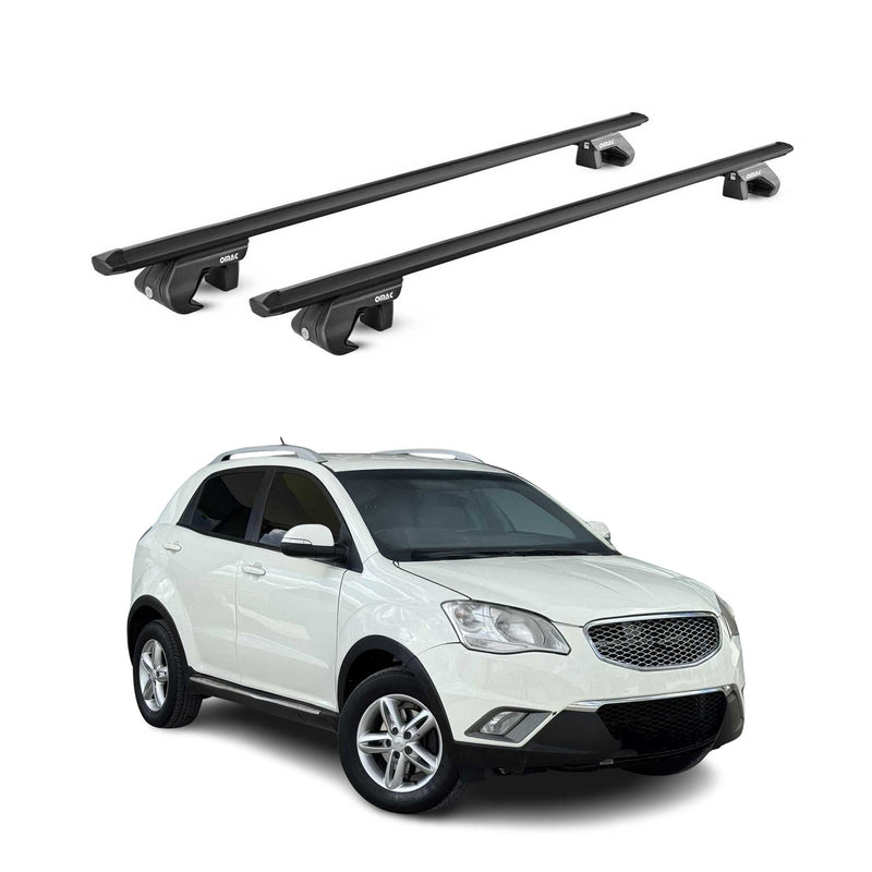 Barres de toit transversales pour Ssangyong Korando 2010-2019 Alu Noir 2x ABE