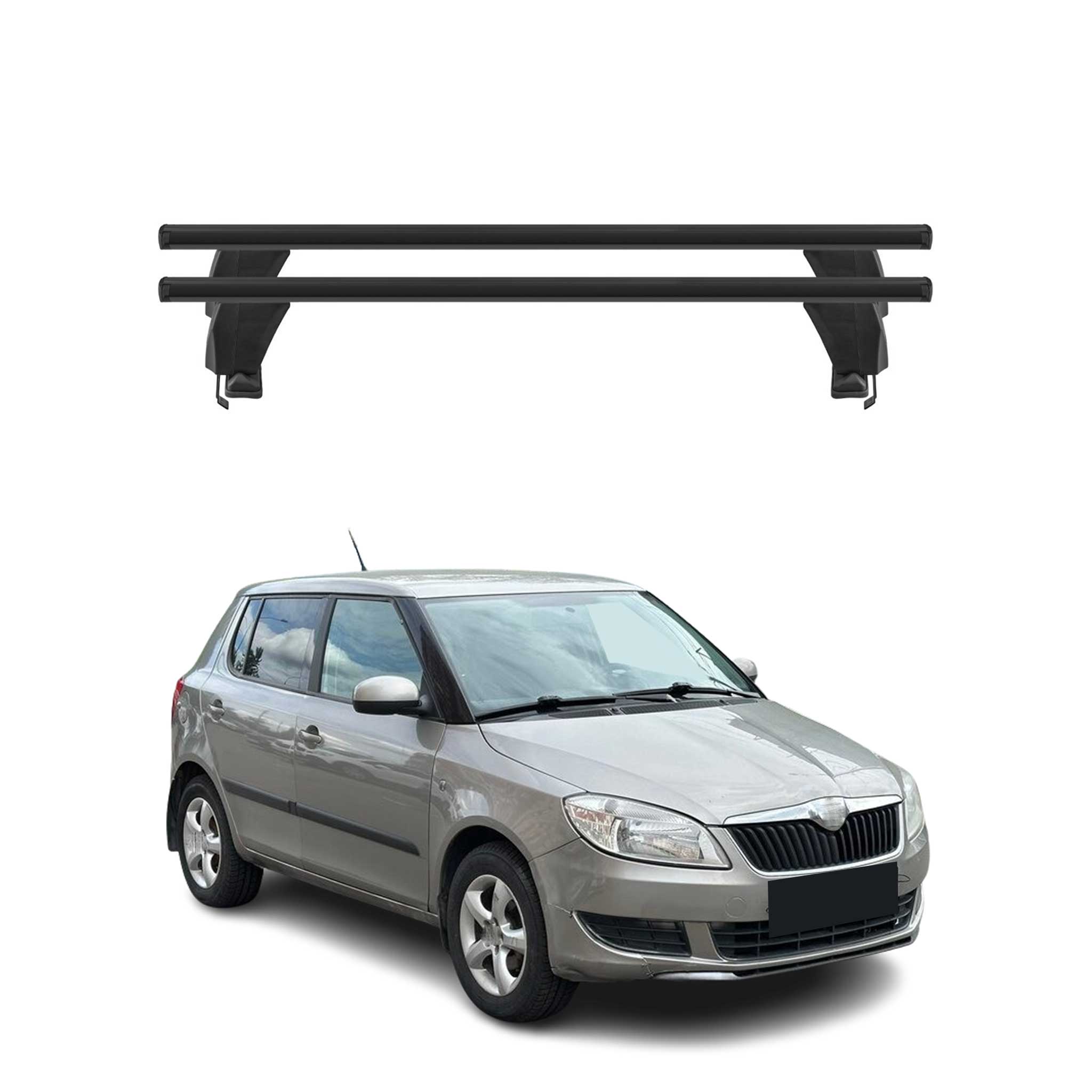 Menabo Barres de toit Transversales pour Skoda Fabia II 2007-2014 Alu Noir ABE