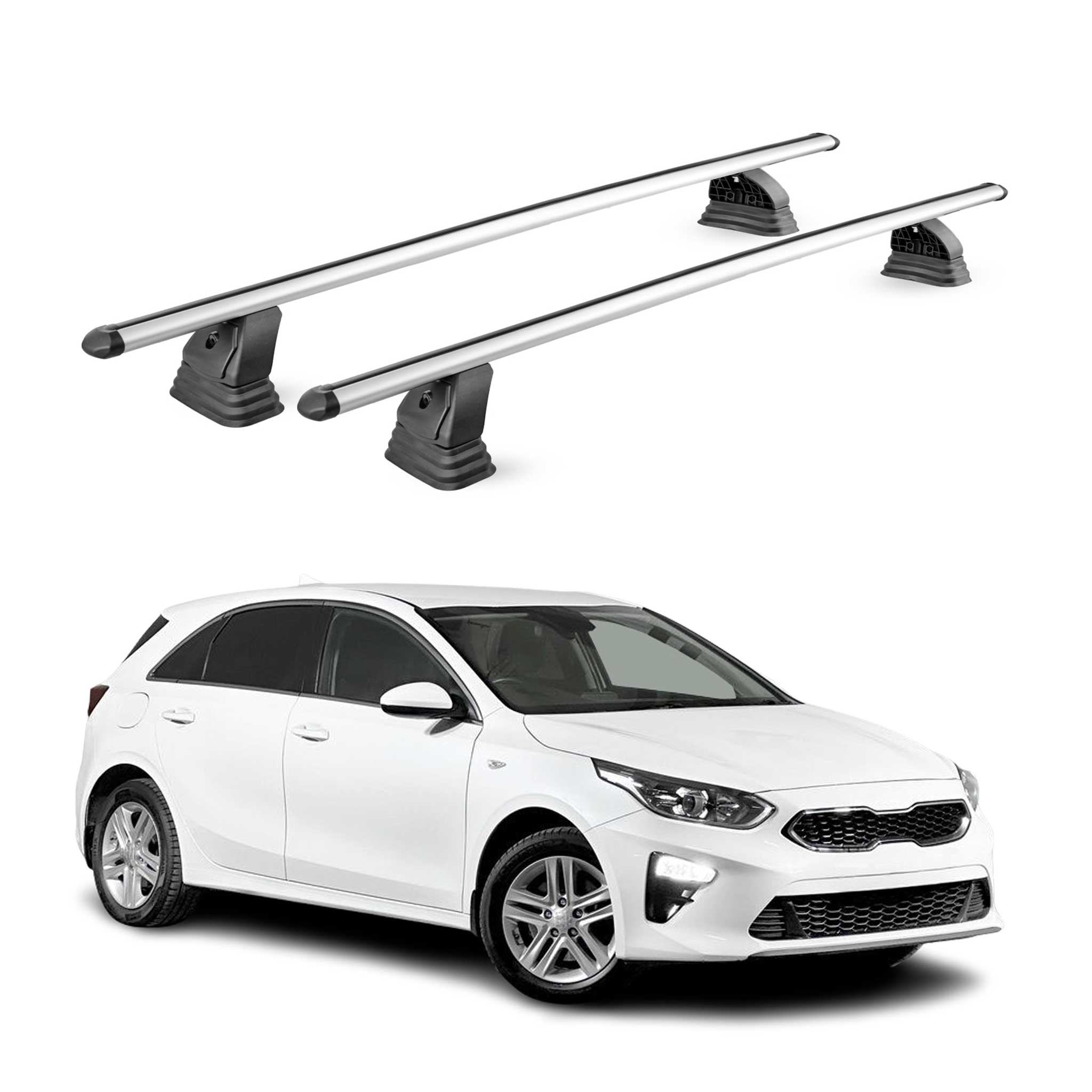 Barres de toit transversales Alu pour Kia Cee'd III 2018-2026 TÜV 75 kg Gris 2x