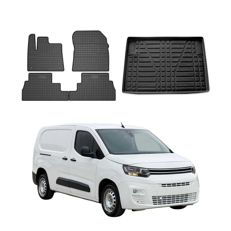 Kit Tapis de sol et coffre pour Citroen Berlingo 2018-2025 TPE Noir