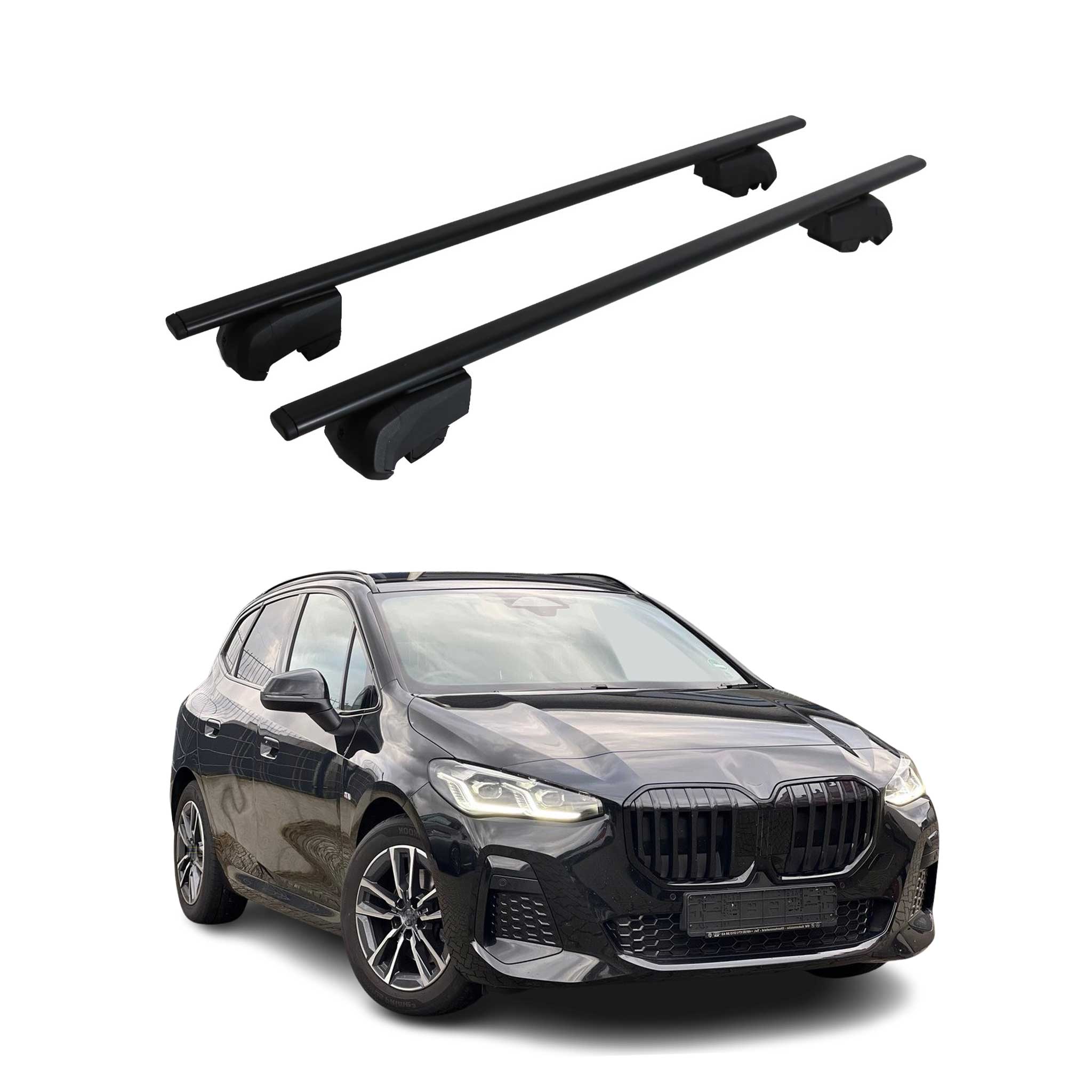 Barres de toit transversales pour BMW Série 2 Active Tourer U06 2021-24 Fer Noir