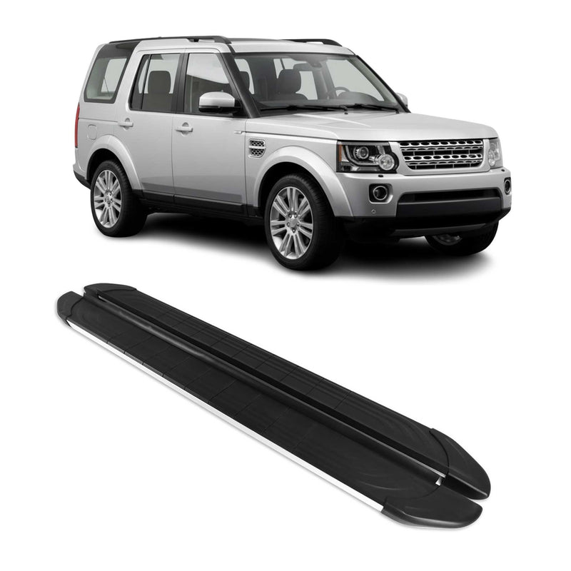 Marchepieds Latéraux pour Land Rover Discovery IV 2009-2018 Alu Gris Noir 2Pcs