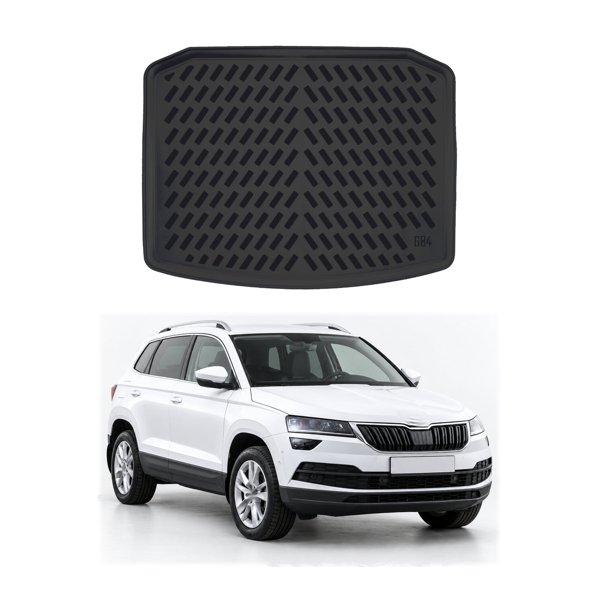 Tapis de coffre pour Skoda Karoq 2017-2027 Noir 3D en Caoutchouc TPE