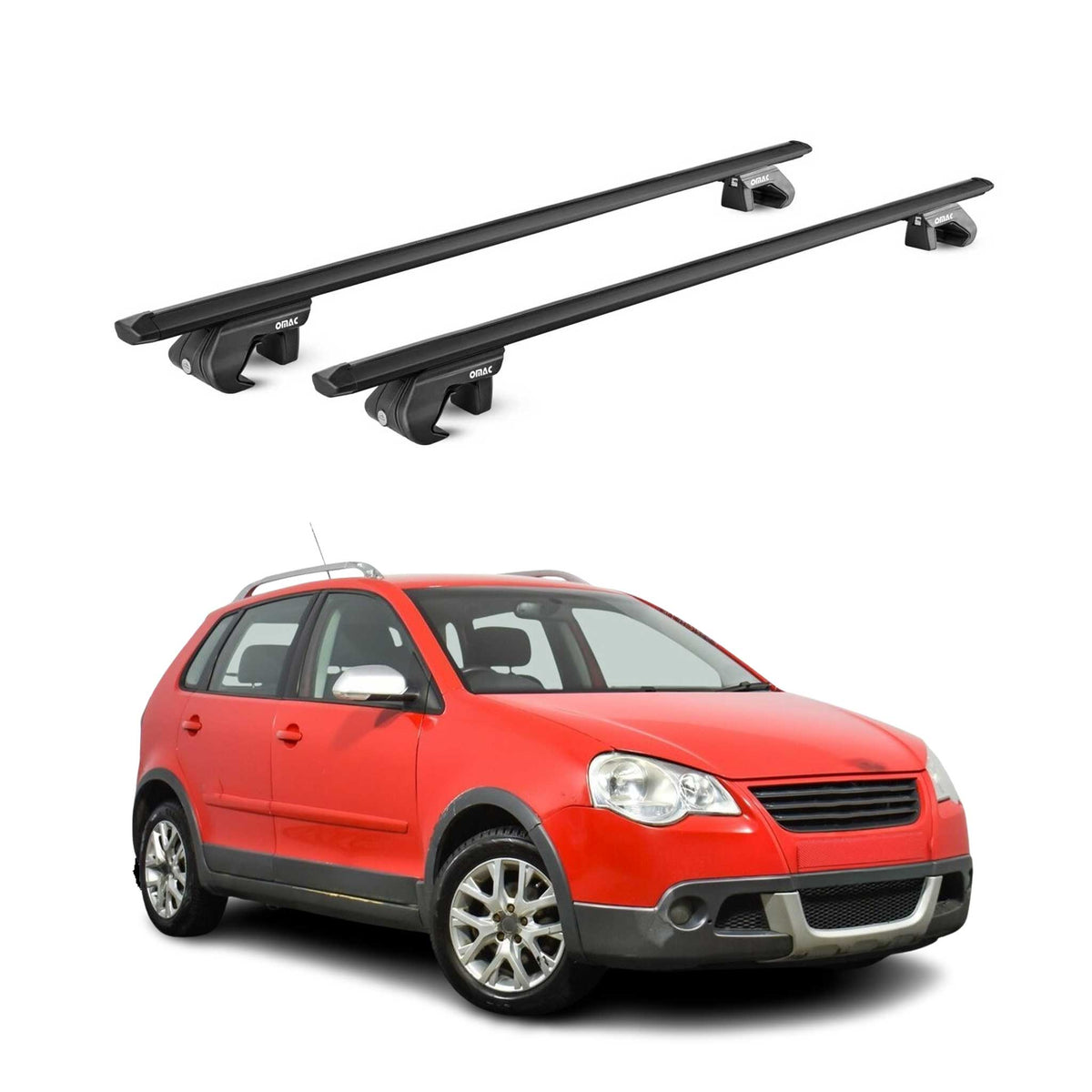 Barres de toit transversales pour VW Polo 9N 6R 2003-2017 Alu Noir 2 pièces ABE