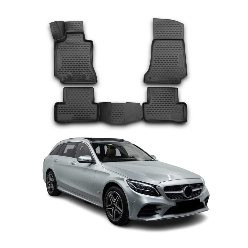 Tapis de Sol pour Mercedes Classe C S205 Wagon 2014-2020 Caoutchouc TPE Noir