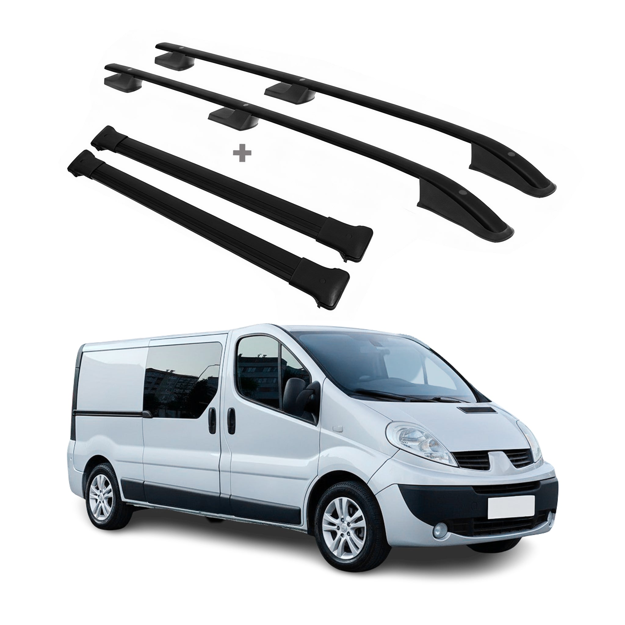 Kit Barres de toit pour Renault Trafic Opel Vivaro A 2001-2014 Alu Noir L1 Court