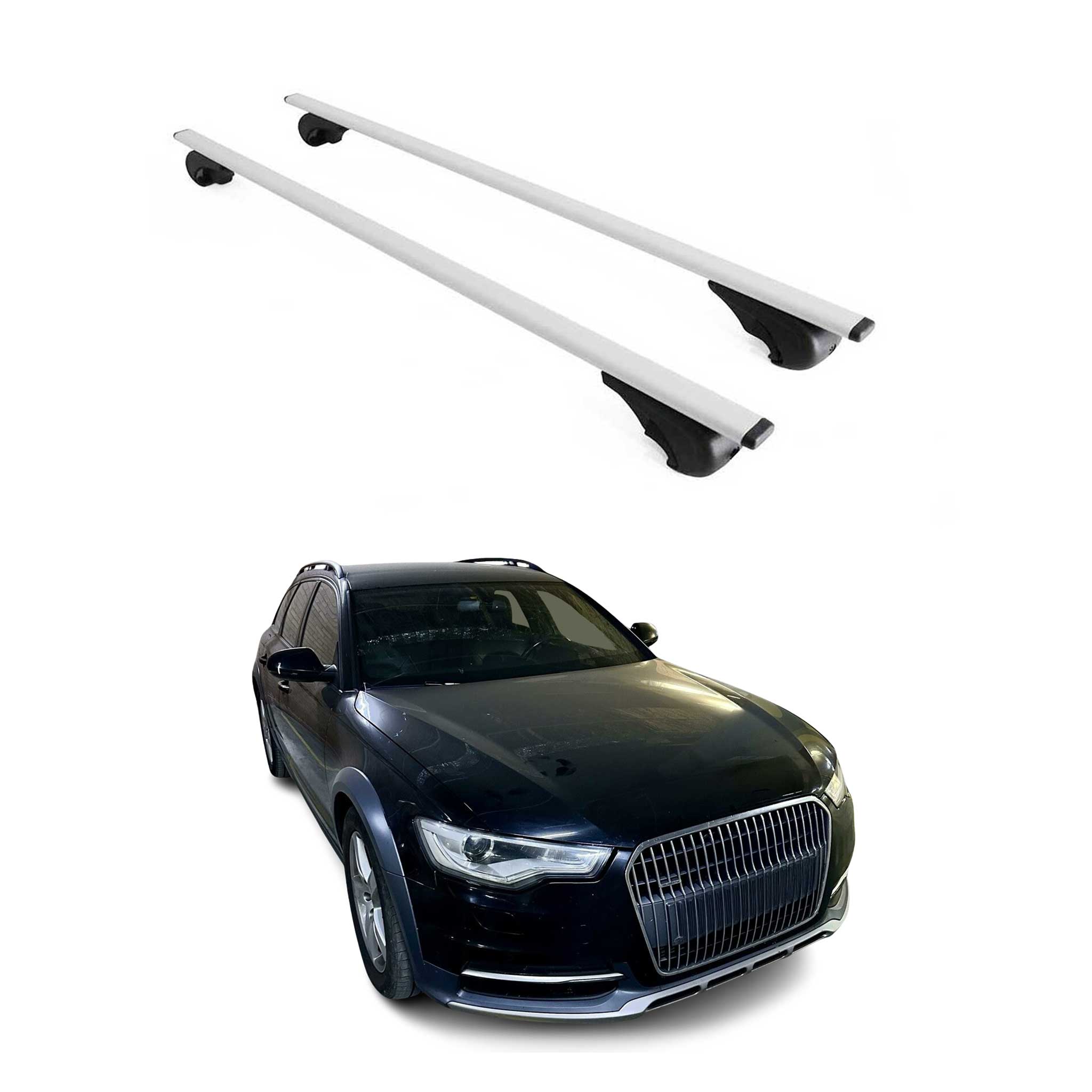 Barres de toit transversales pour Audi A6 C7 Allroad 2012-2018 Fer Gris