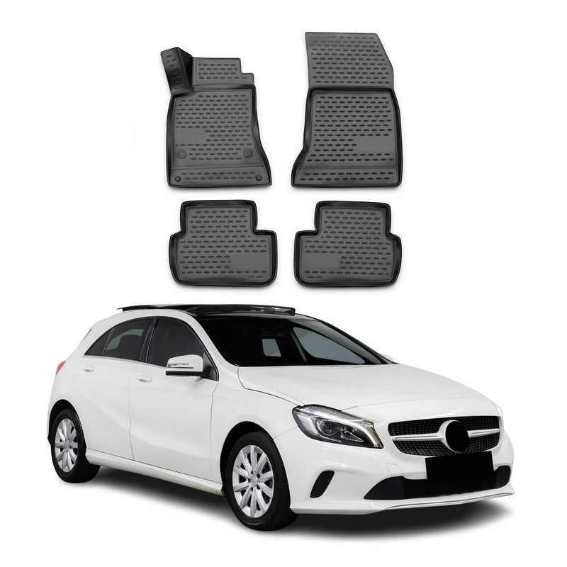 Tapis de sol pour Mercedes Classe A W176 2012-2018 en caoutchouc TPE 3D Noir 4x