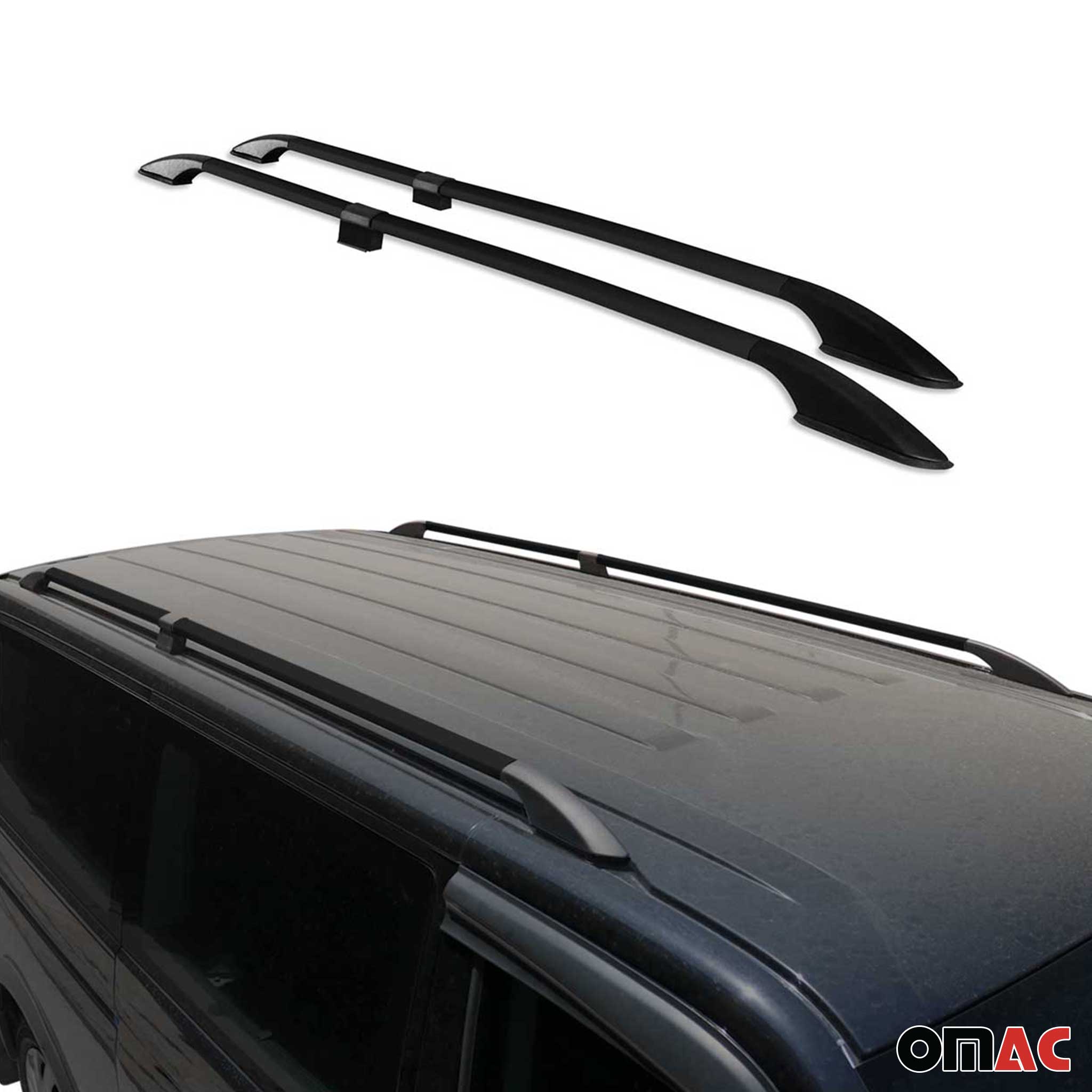 Barres de toit longitudinales pour Ford Tourneo Custom II 2023-2026 L1 Alu Noir