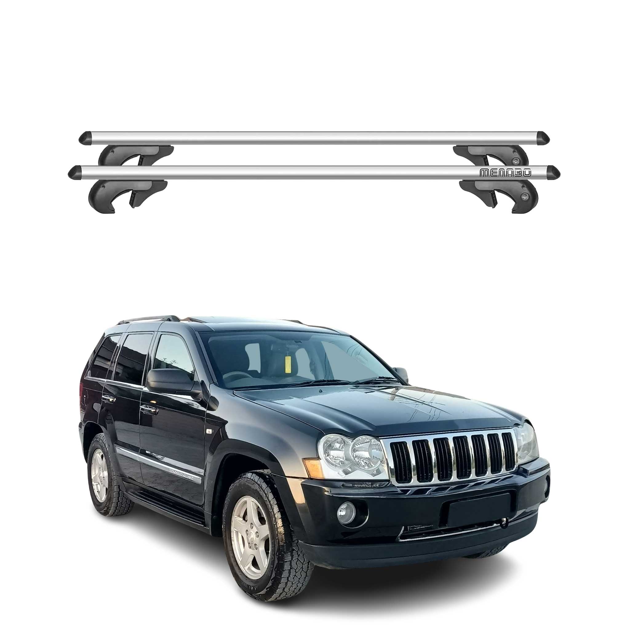 Barres de toit transversales pour Jeep Grand Cherokee WK 2005-2010 Alu Gris 2x