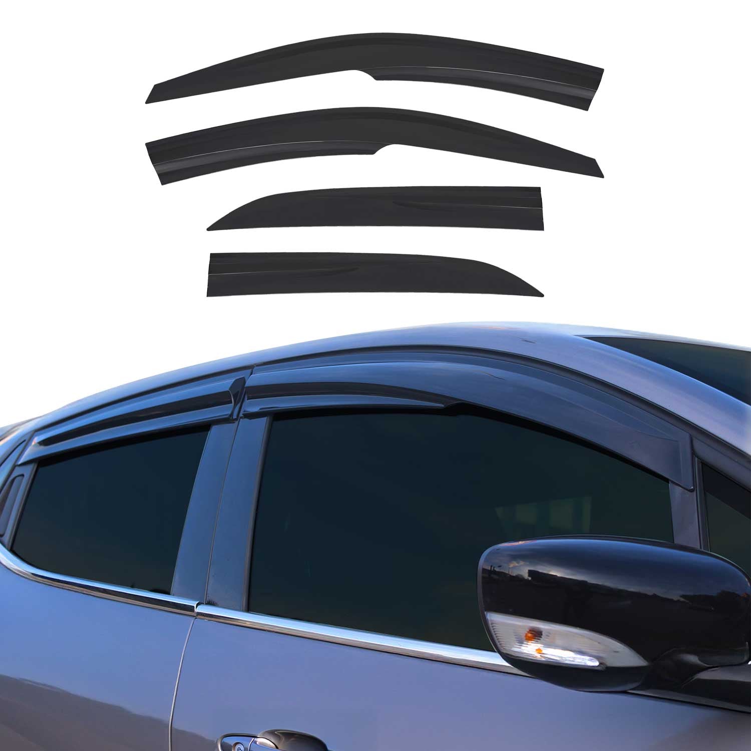 Déflecteurs de Vent pluie d'air pour Hyundai i20 2014-2020 HB Acrylique Noir 4x