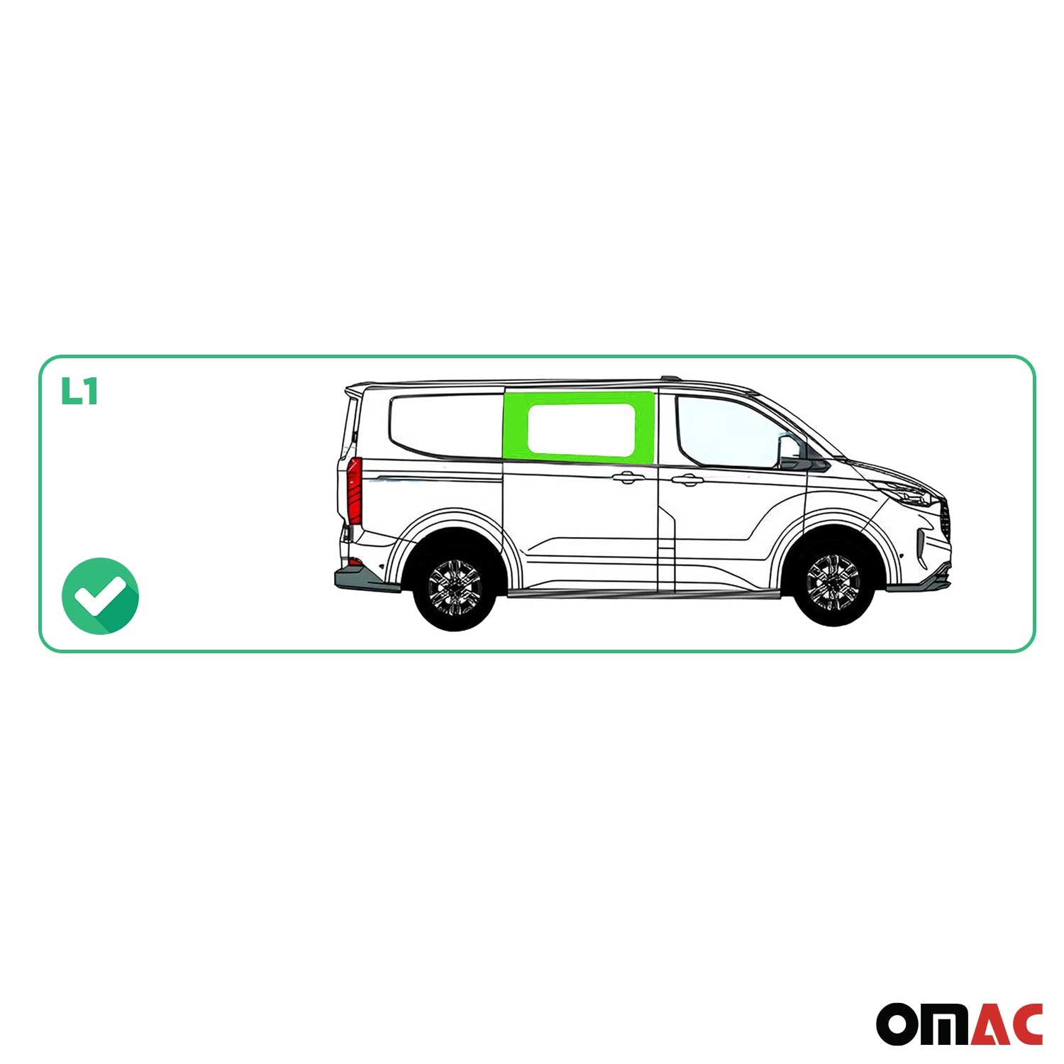 Vitre de Porte pour Ford Transit Custom 2023-2026 L1/L2 Droit Avant Coulissante