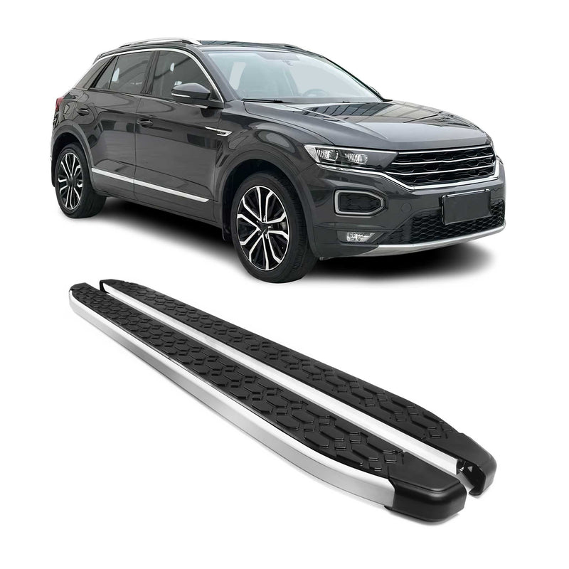 Marchepieds Latéraux Pédale pour Volkswagen T-Roc 2017-2025 Alu Noir Argenté