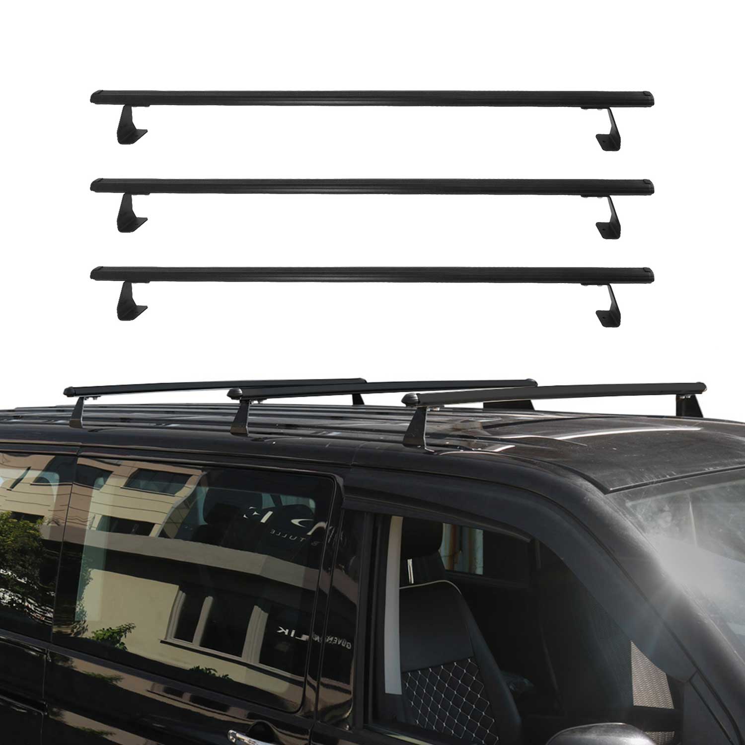 Barres de toit transversales pour Mercedes Citan 2021-2026 Aluminium Noir 3 pcs