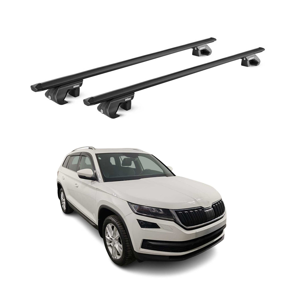 Barres de toit transversales pour Skoda Kodiaq I 2016-2024 Alu Noir 2x ABE