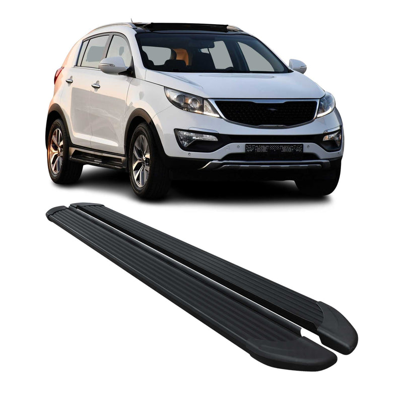 Marchepieds Latéraux pédale pour Kia Sportage 2010-2015 en Alu Noir 2Pcs