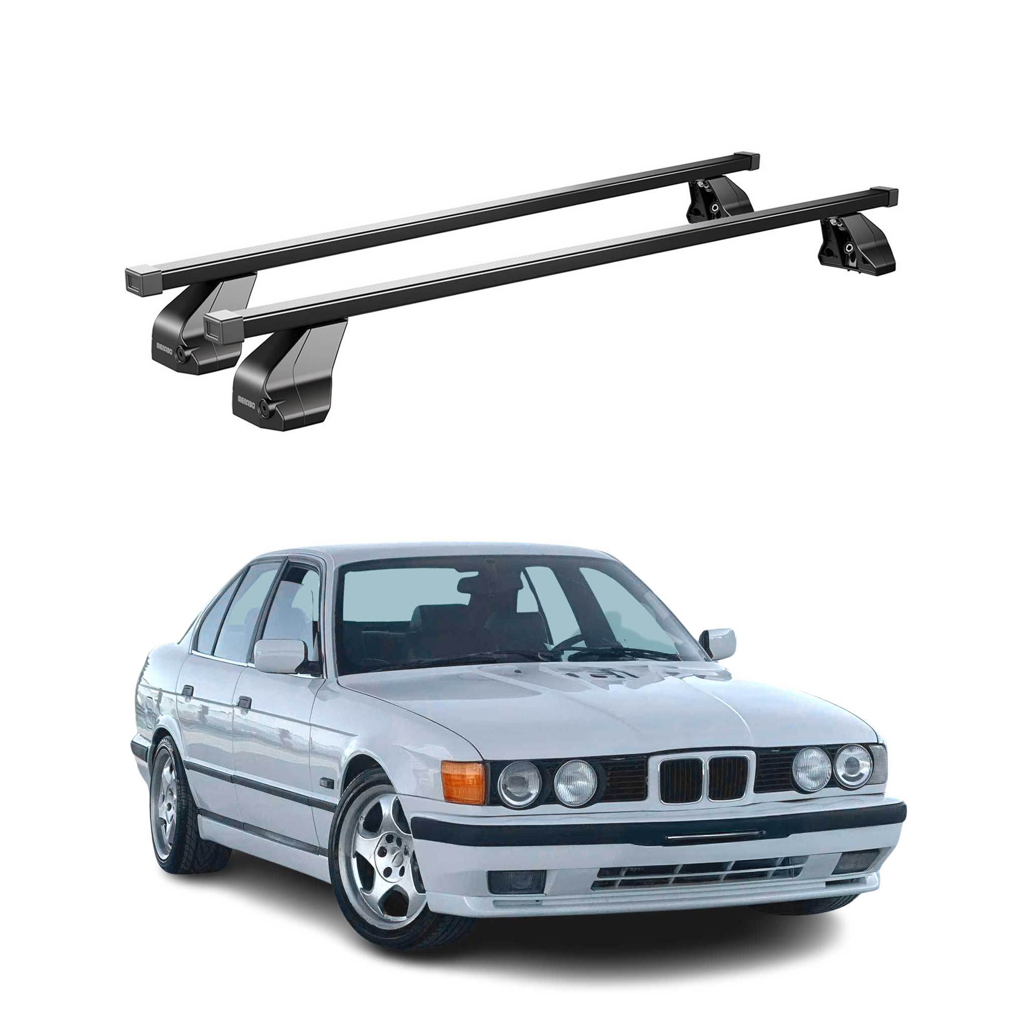Barres transversales Menabo pour BMW Série 5 E39 Berline 1995-2003 inox Noir