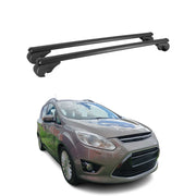 Barres de toit Transversales pour Ford Grand C-Max 2010-2021 Aluminium Noir