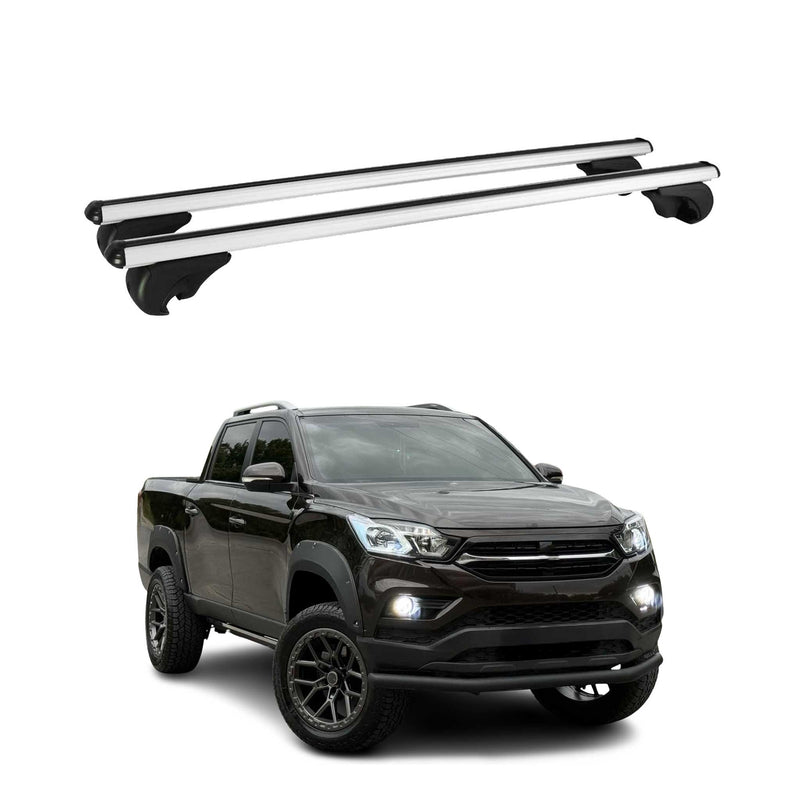 Barres de toit Transversales pour Ssangyong Grand Musso 2018-2024 Alu Argent