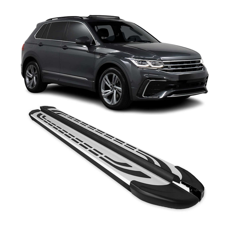 Marchepieds Latéraux pédale pour VW Tiguan 2016-2024 Aluminium Gris Noir 2x