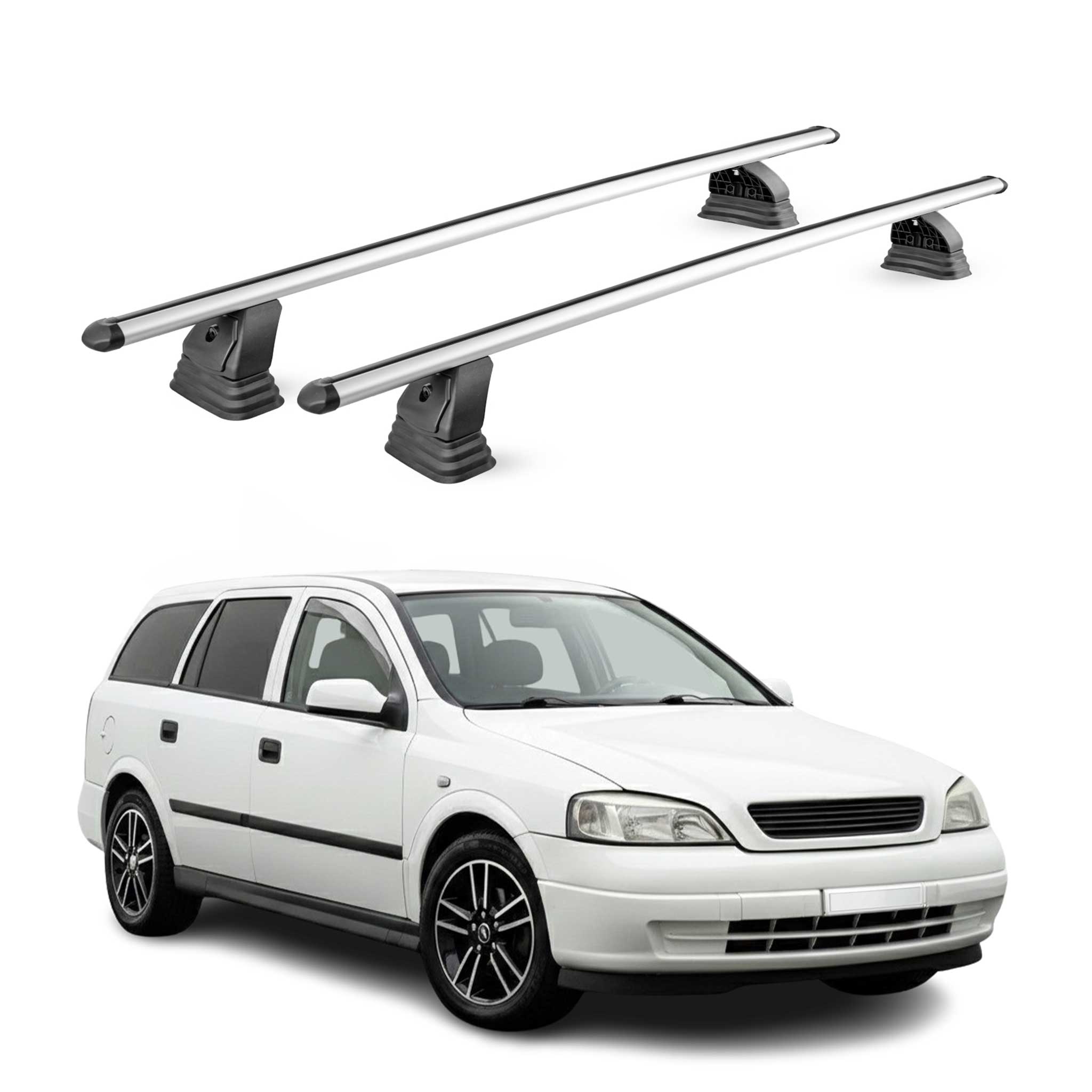 Barres de toit transversales Alu pour Opel Astra G Break 1998-2004 TÜV Gris 2Pcs