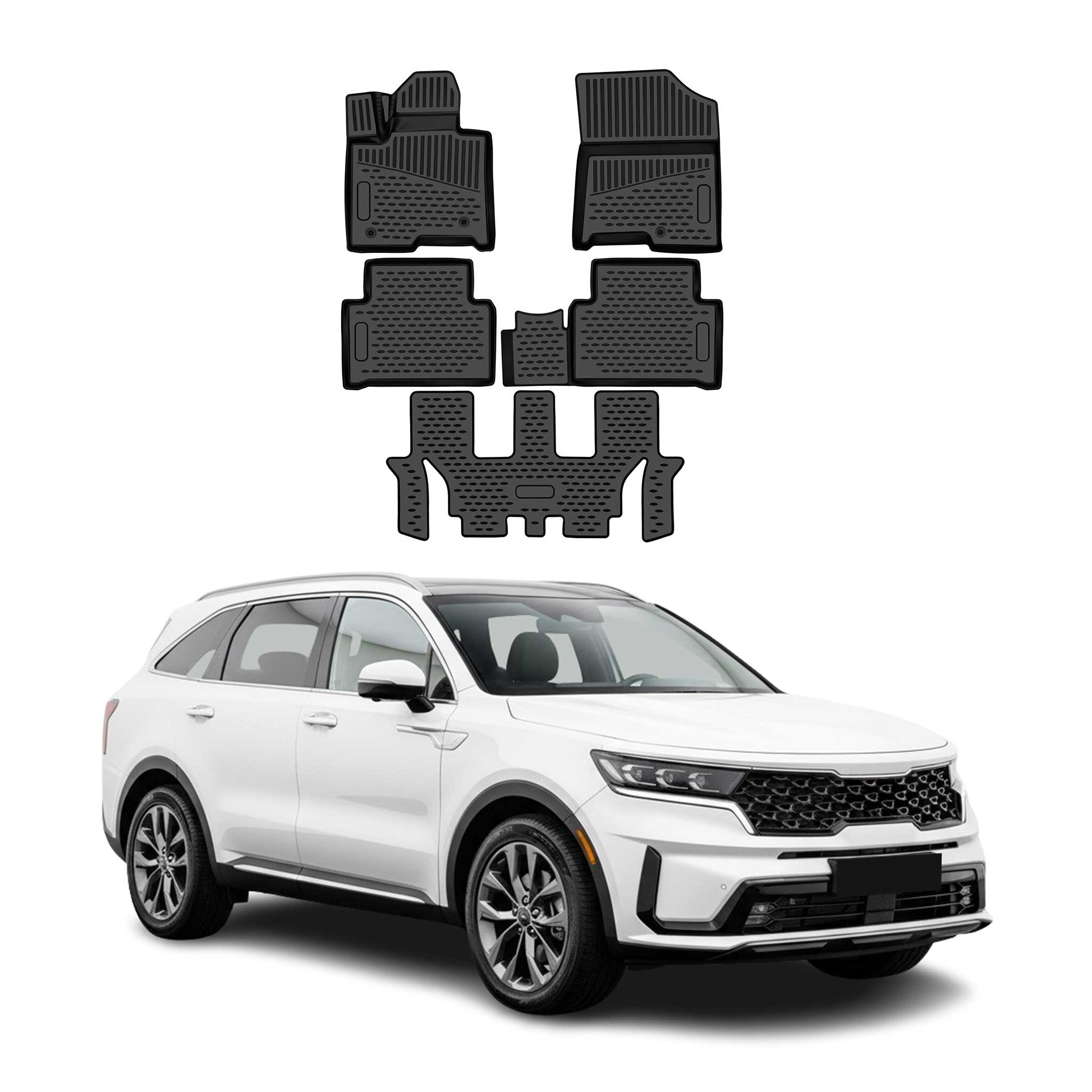 OMAC Tapis de sol pour Kia Sorento mk4 2023-2026 Facelift caoutchouc TPE Noir