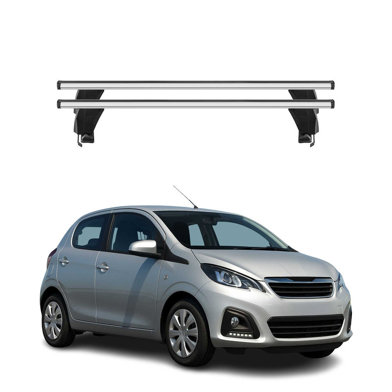 Menabo Barres de toit Transversales pour Peugeot 108 2014-2025 Alu Gris 2x ABE