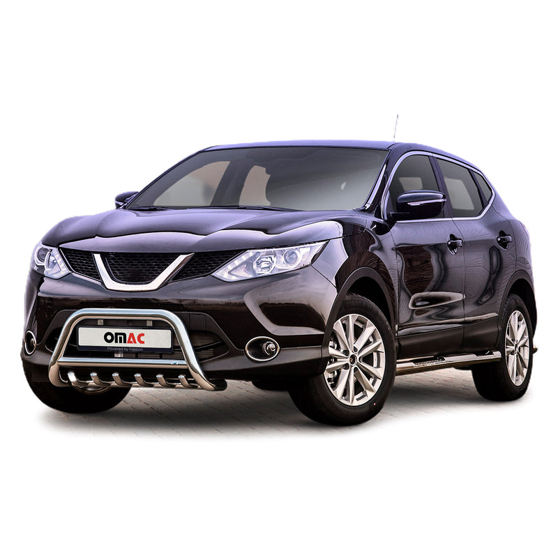 Pare-Buffle Avant Pour Nissan Qashqai II 2013-2017 en Acier Inox Argent