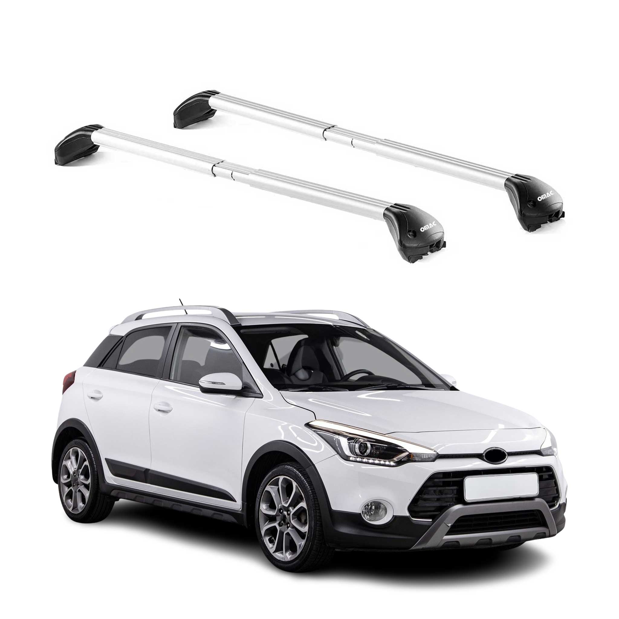 Barres de toit pour Hyundai i20 Active GB 2015-2020 5P Gris Argenté 2 pièces ABE