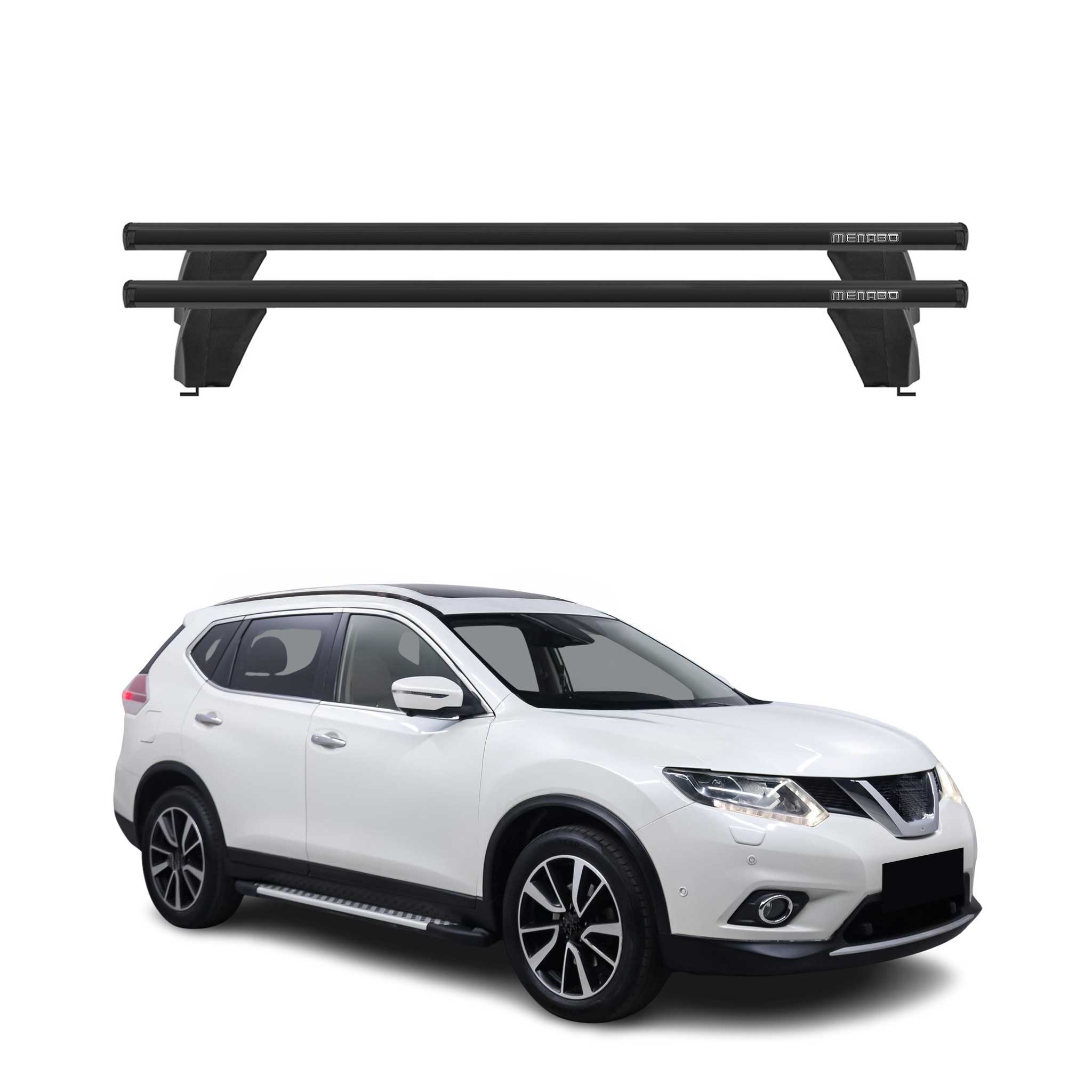 Menabo Barres de toit Transversales pour Nissan X-Trail T32 2013-2017 Alu Noir