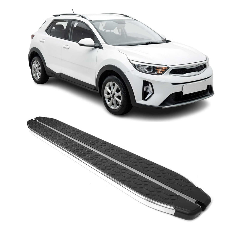 Marchepieds Latéraux pour Kia Stonic 2017-2021 Acier Argent Noir 2 Pcs