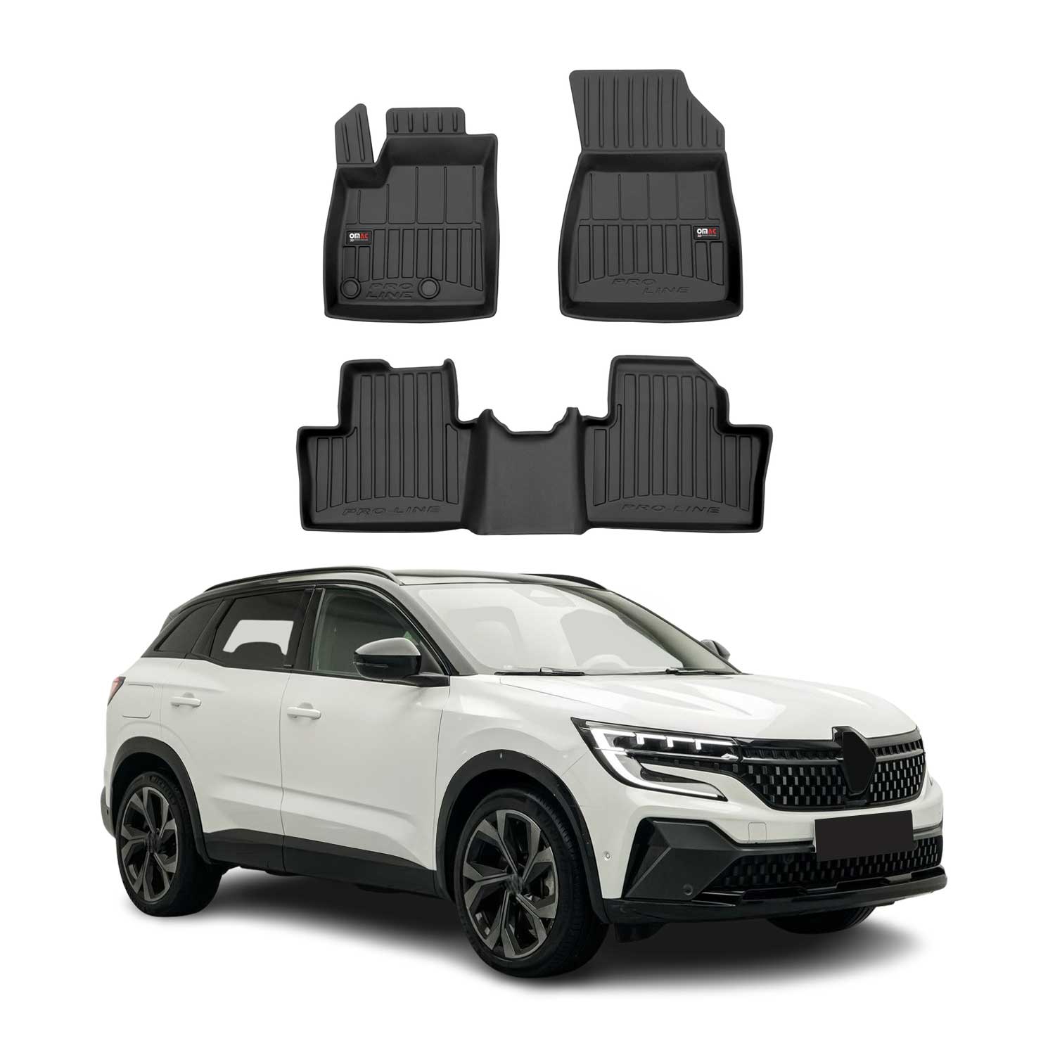 OMAC Tapis de sol pour Renault Austral RHN 2022-2026 Mild Hybrid 3 pièces TPE