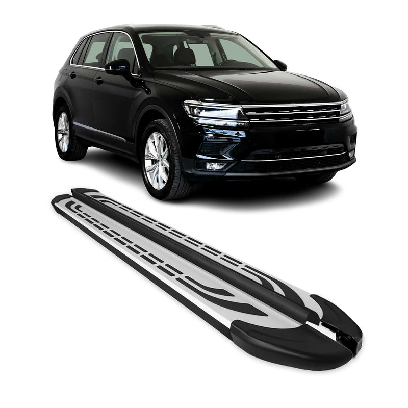 Marchepieds Latéraux pour VW Tiguan Allspace 2016-2023 Aluminium Gris Noir 2Pcs