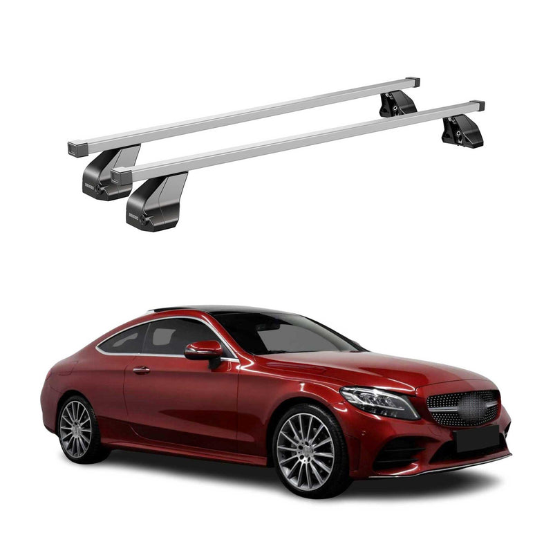 Barres de toit transversales pour Mercedes C Coupe 2015-2024 Acier Gris