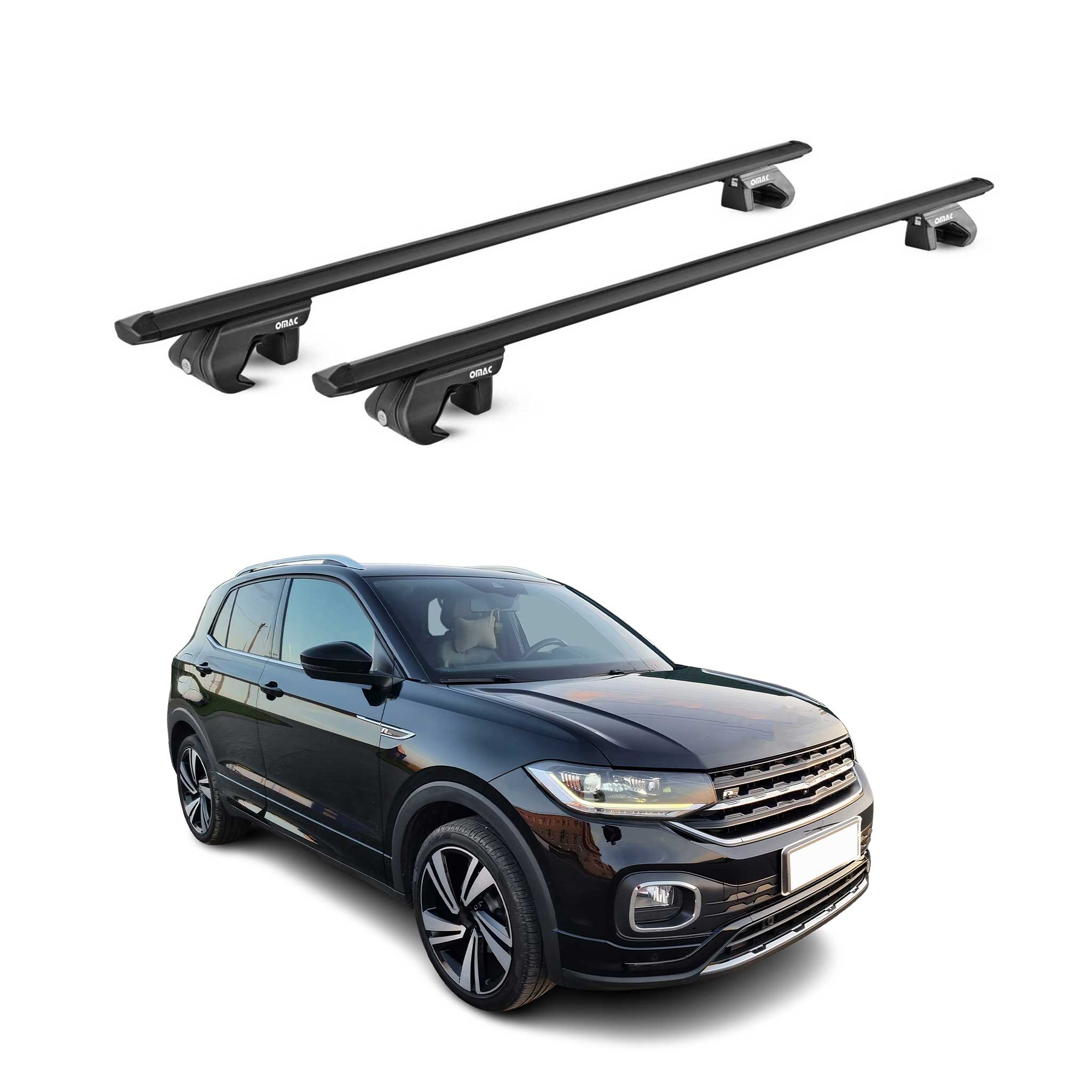 Barres de toit transversales pour VW T-Cross 2019-2026 Alu Noir 2Pcs ABE