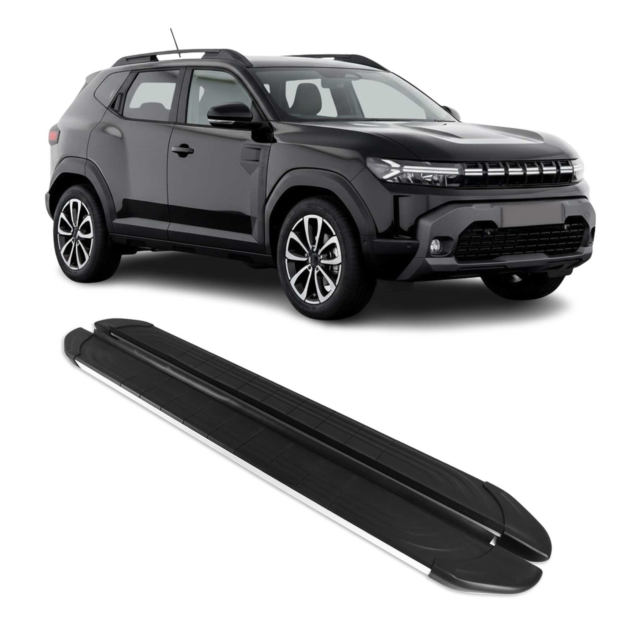 Marchepieds latéraux pour Renault Duster / Dacia Duster 2024-2026 Alu Gris Noir