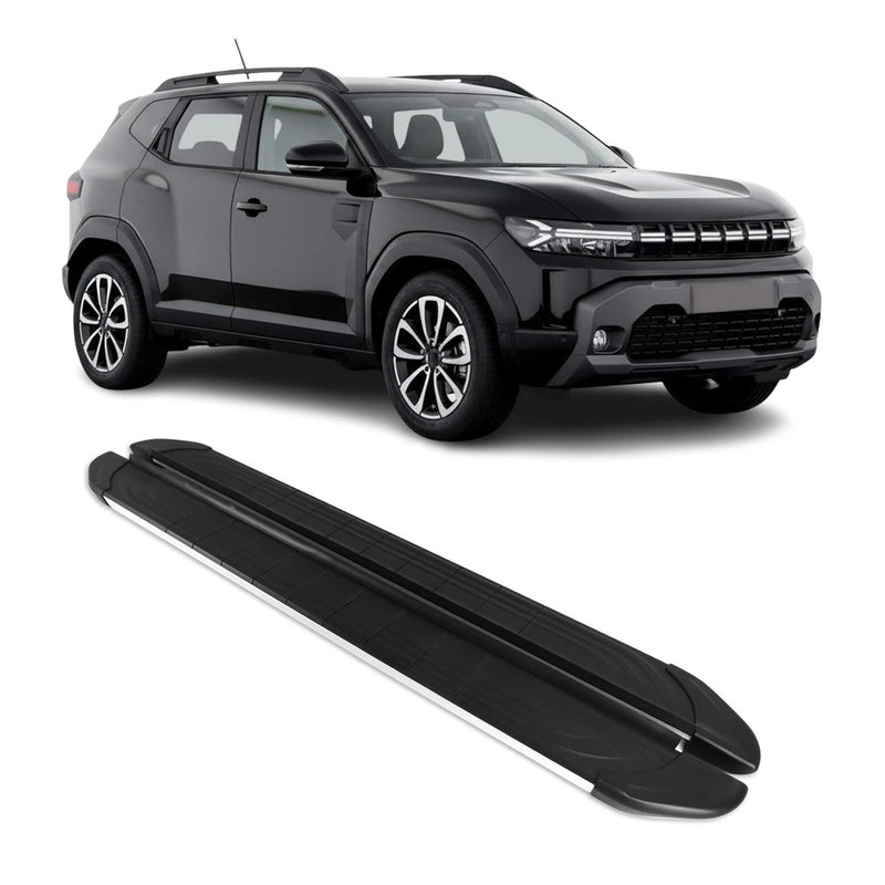 Marchepieds latéraux pour Renault Duster / Dacia Duster 2023-2025 Alu Gris Noir