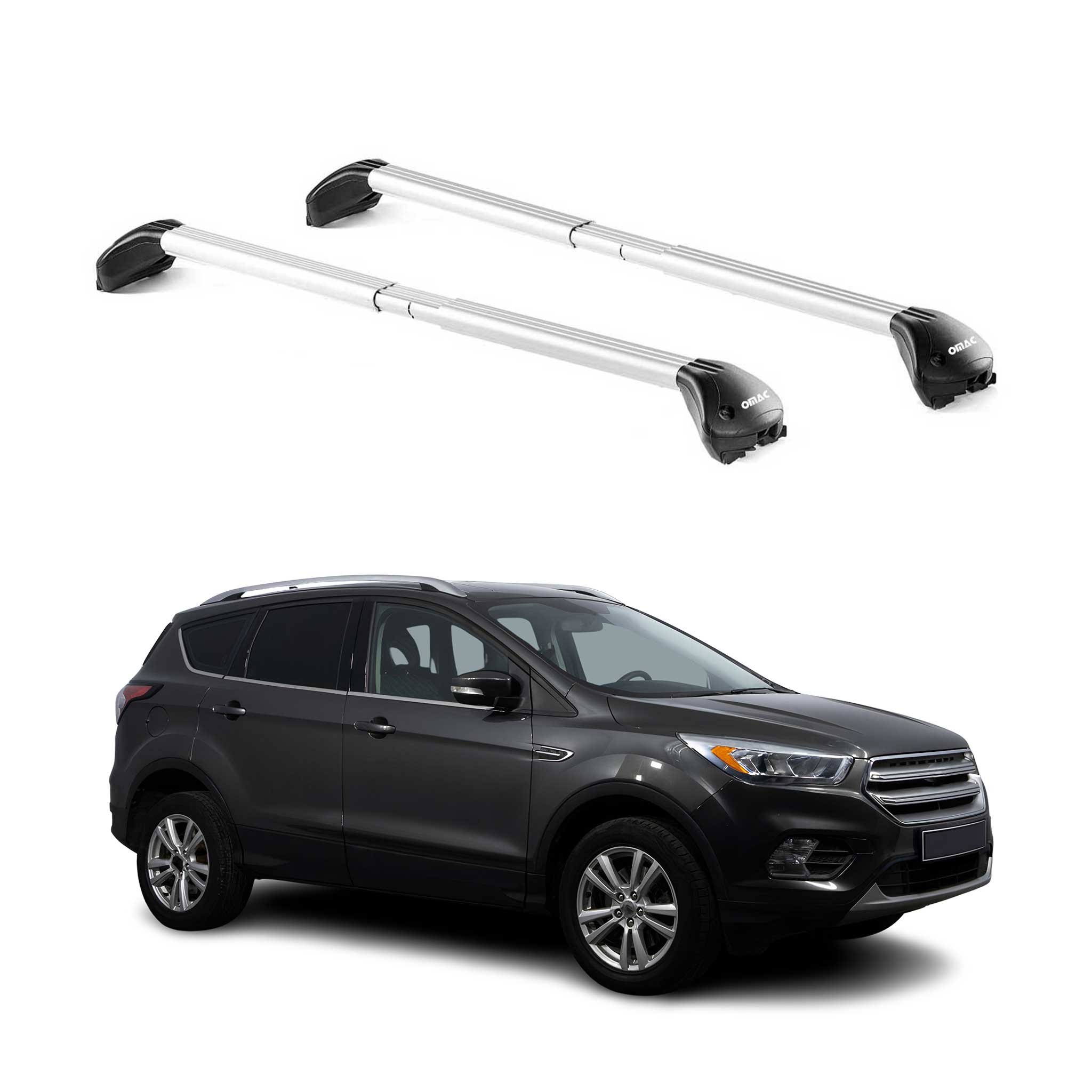 Barres de toit transversales pour Ford Kuga II 2012-2019 Gris Argenté 2x ABE