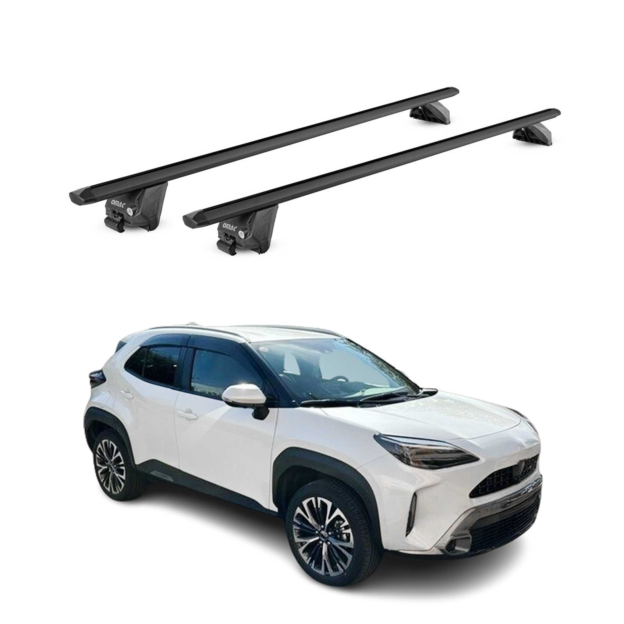 Barres de toit transversales pour Toyota Yaris Cross 2020-2025 Alu Noir 2x ABE