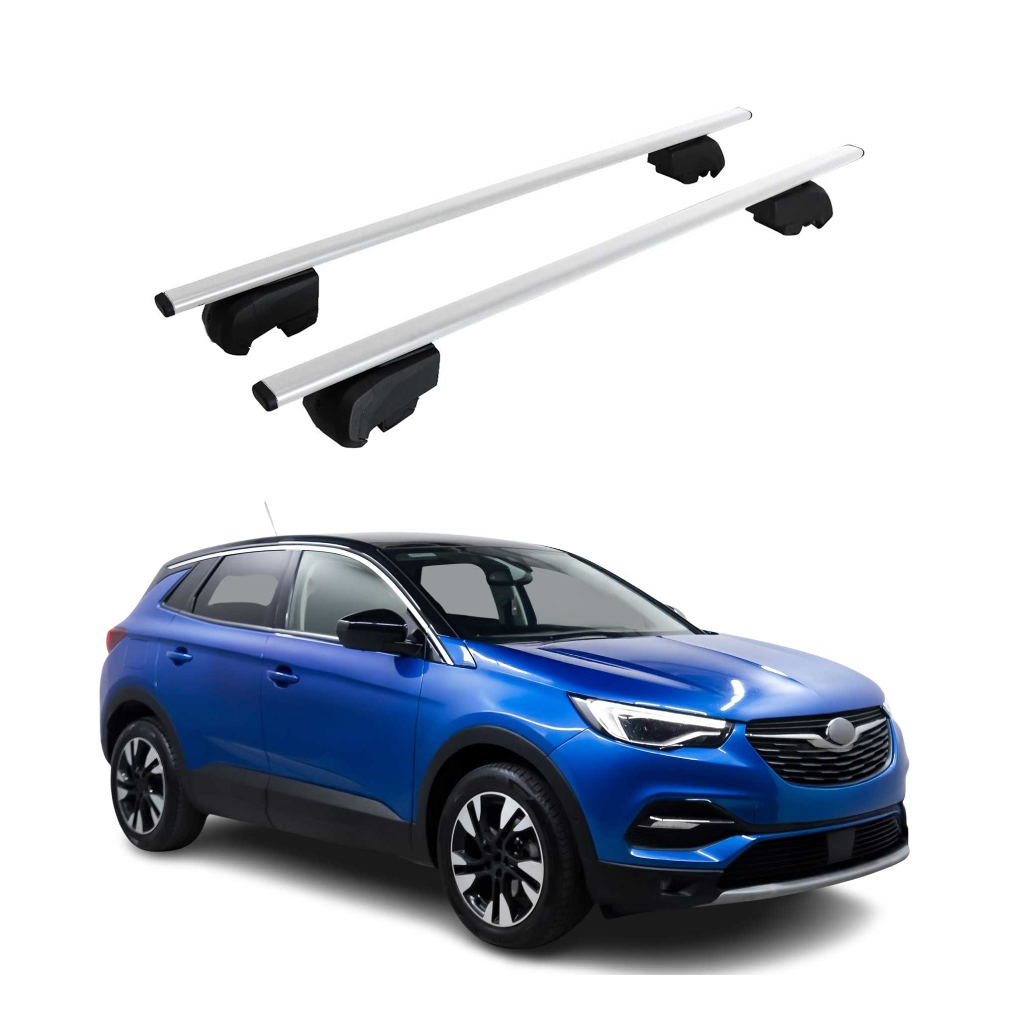 Barres de toit Transversales pour Opel Grandland X 2017-2024 Fer Argent ABE
