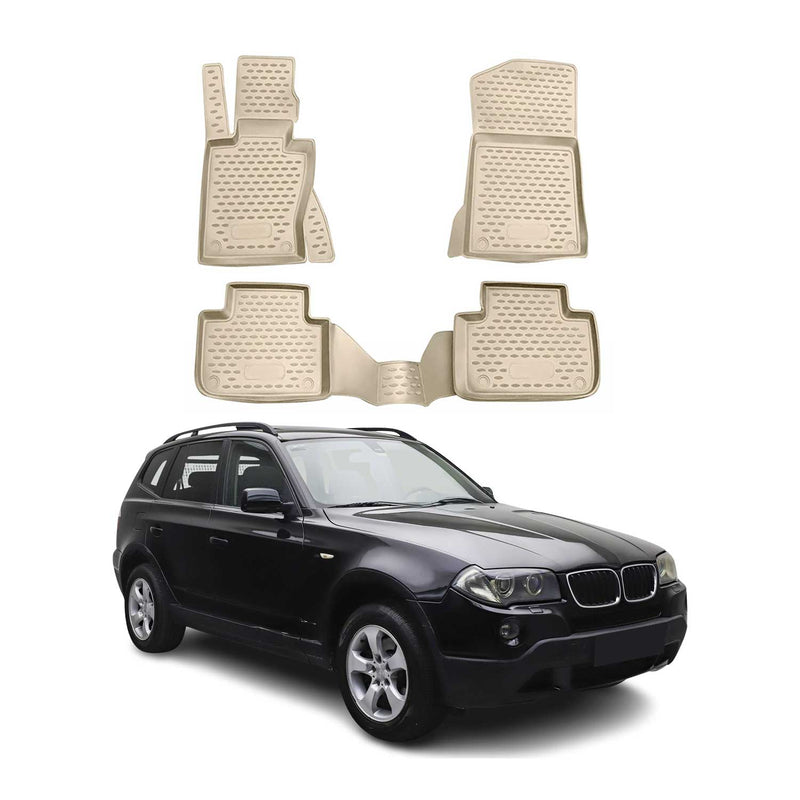 OMAC 3D Tapis de sol pour BMW X3 E83 2003-2010 caoutchouc TPE Beige
