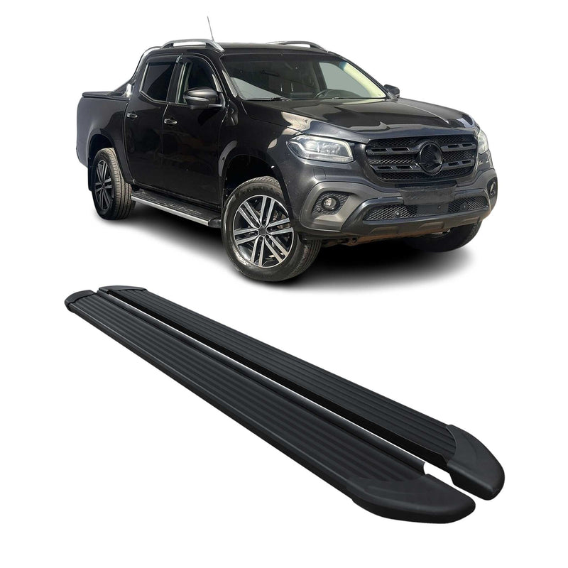 Marchepieds Latéraux pour Mercedes Classe X Double Cab 2017-2020 Noir Alu 2Pcs