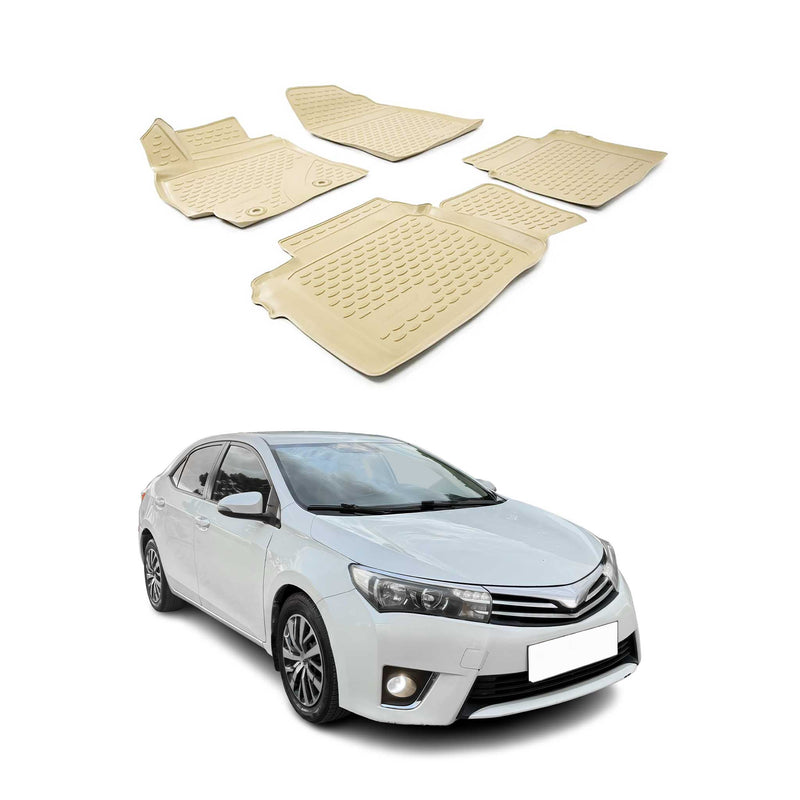 Tapis de sol pour Toyota Corolla 2013-19 Berline en caoutchouc TPE 3D Beige 4Pcs