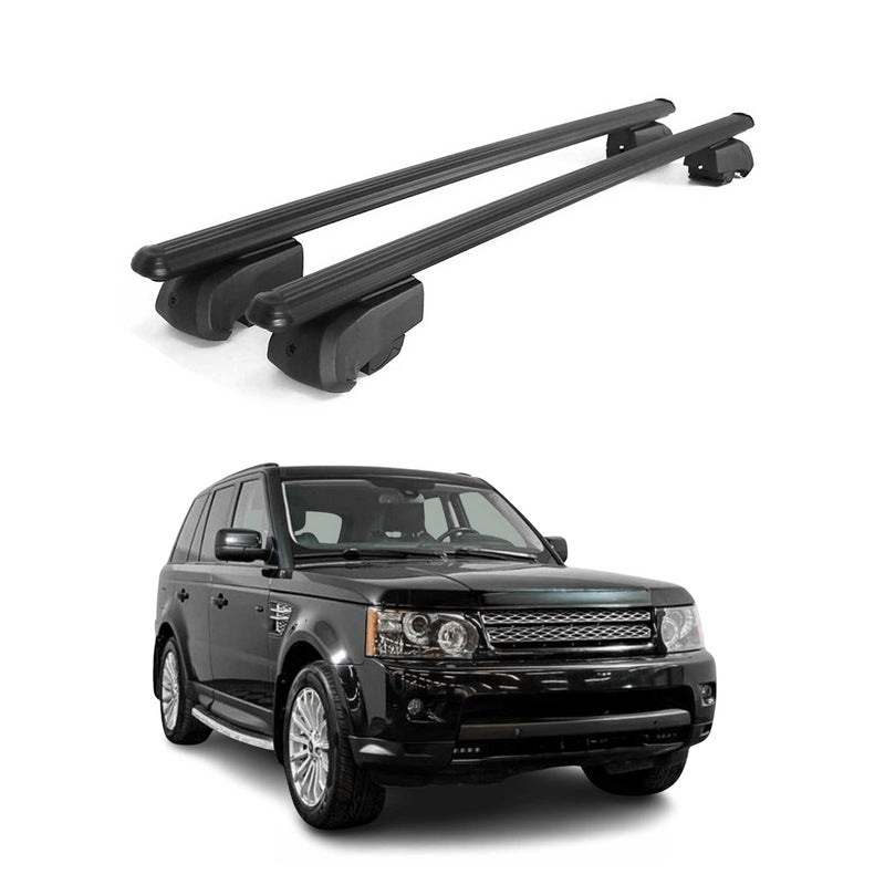 Barres de toit Transversales pour Range Rover Sport L320 2005-2013 Alu Noir 2Pcs